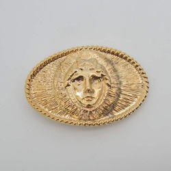 Goldene ovale Gürtelschließe mit Medusenkopf für 4 cm breite Gürtel