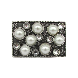 Gürtelschließe mit Perlen und Strass für 4 cm Gürtel