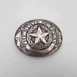 Silberne ovale Westernschließe mit Stern für 4 cm  Gürtel