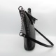 Damenumhängetasche in Straussprägung mit Reißverschluss schwarz Strauß