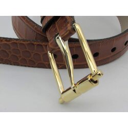 Damengürtel mittelbraun mit Goldschließe 4 cm breit 80 cm