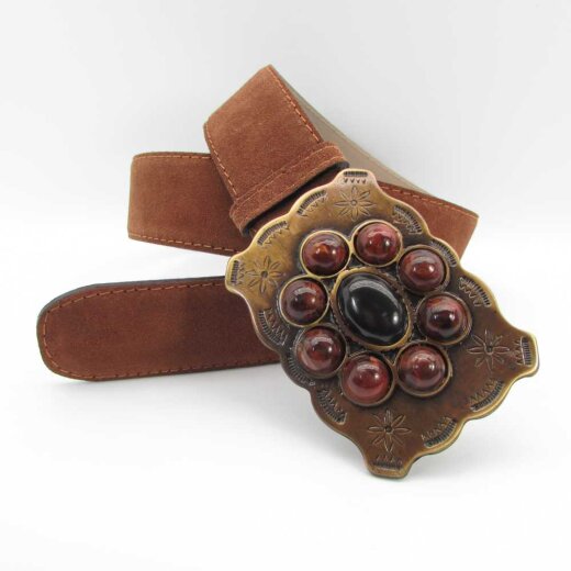 Velourleder Damengürtel mit Schmuckgürtelschnalle 4 cm breit 95