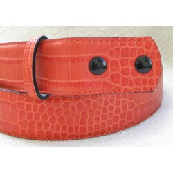 Orange Krokowechselgürtel mit Druckknöpfen 4 cm breit Koppelschließe 75 cm Taillenweite