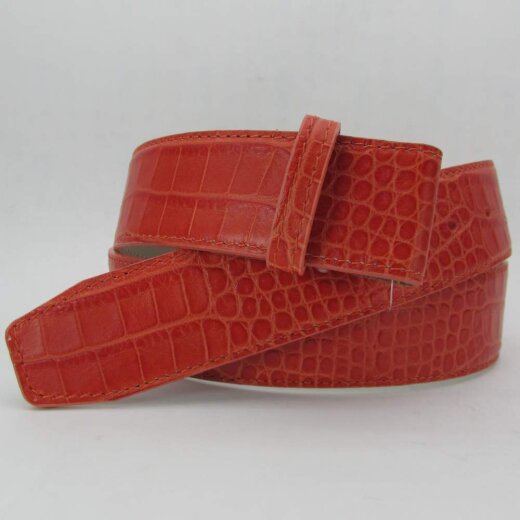 Orange Krokowechselgürtel mit Druckknöpfen 4 cm breit Koppelschließe 85 cm Taillenweite