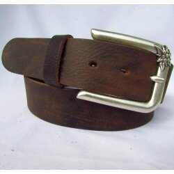 Dunkelbrauner Trachten  Edelweissgürtel 4 cm breit 95