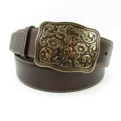 Velourleder Damengürtel mit altgoldener...