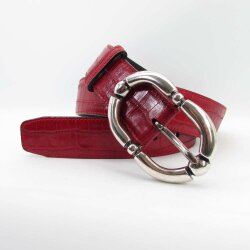 Damengürtel 4 cm breit mit  silberner Gürtelschließe 100 cm Taillenweite