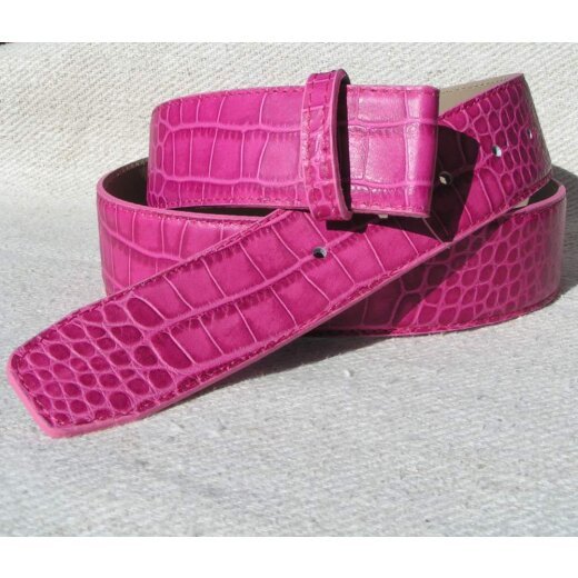 Pink Wechselgürtel mit Krokoprägung 4 cm breit Koppelschließe 95 cm Taillenweite