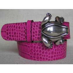 Pink Wechselgürtel mit Krokoprägung 4 cm breit Koppelschließe 95 cm Taillenweite