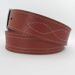Wechselgürtel aus Rindleder 4 cm breit mit Ziernähten Koppelschließe dunkelblau 100 cm Taillenweite