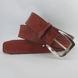 Wechselgürtel aus Rindleder 4 cm breit mit Ziernähten Dornschließe schwarz 115 cm Taillenweite