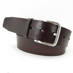 Brauner Herrengürtel mit Silberschnalle 4 cm breit 105 cm Taillenweite