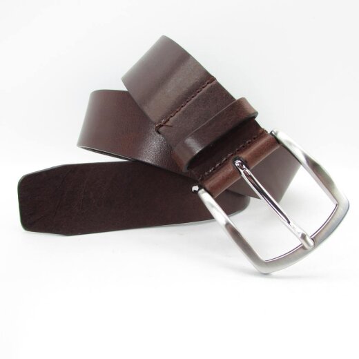 Brauner Herrengürtel mit Silberschnalle 4 cm breit
