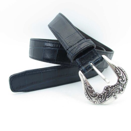 Damengürtel 3 cm breit mit altsilber Gürtelschnalle