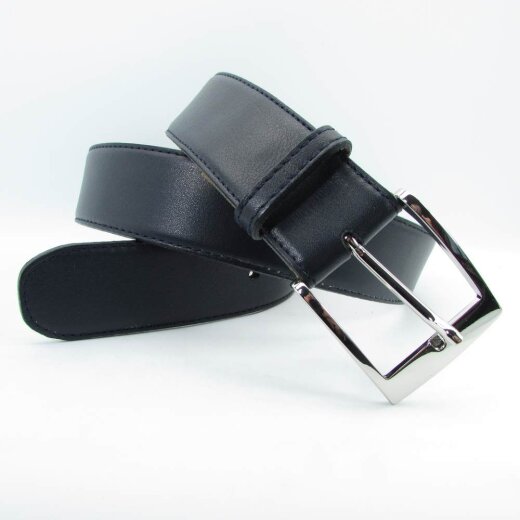 Dunkelblauer Herrengürtel mit Silberschnalle 4 cm breit