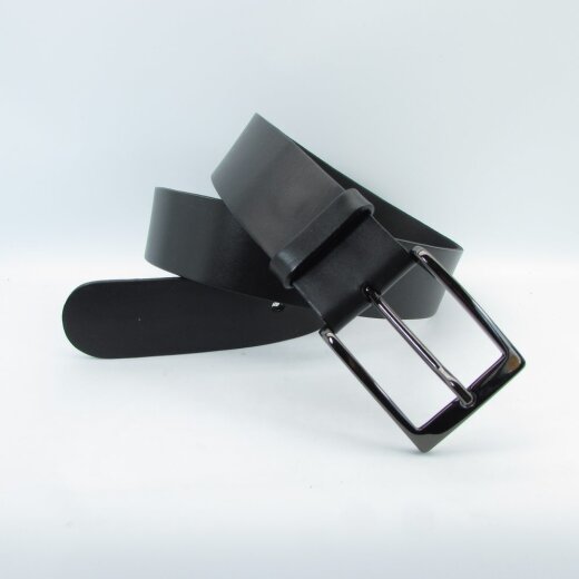 Rindledergürtel 4 cm breit mit schwarzer Gürtelschließe schwarz 110
