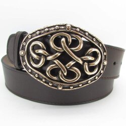 Dunkelbrauner Damen Gürtel mit altgoldener Gürtelschließe 4 cm breit 80
