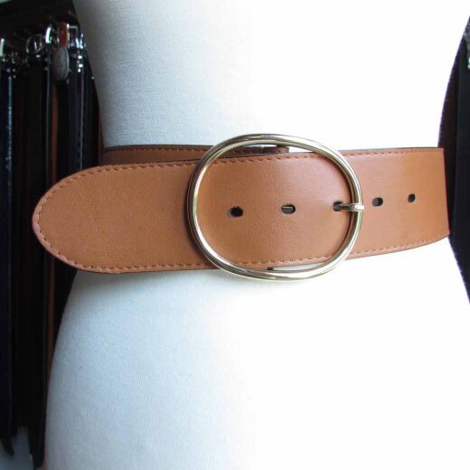 Breiter Gürtel mit Silberschnalle 6 cm breit