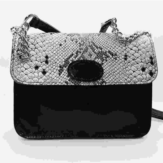 Kleine Damentasche mit silber Kette und Schlangenüberschlag