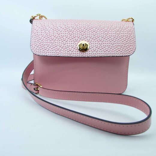 Kleine rosa Damentasche mit goldener Kette
