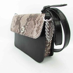 Kleine schwarze Damentasche mit silberner Kette