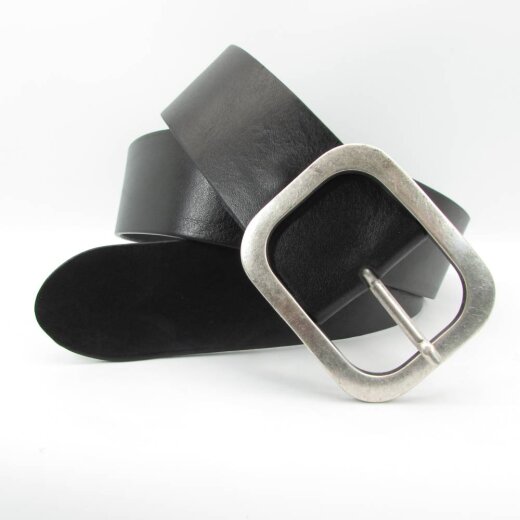 Jeansgürtel mit Schnalle 5 cm breit schwarz altsilber 100 cm Taillenweite