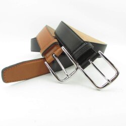 Gürtel für Männer Nappaleder  3,5 cm breit Silber 95 cm Taillenweite