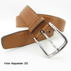 Gürtel für Männer Nappaleder  3,5 cm breit Silber 95 cm Taillenweite
