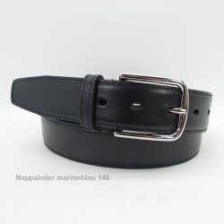 Gürtel für Männer Nappaleder  3,5 cm breit Silber 110 cm Taillenweite
