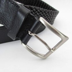 Geflochtener Herrengürtel schwarz 3,5 cm breit 100 cm Taillenweite