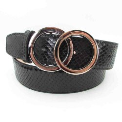 Schlangen Damengürtel mit runder Bicolorschließe 4 cm breit