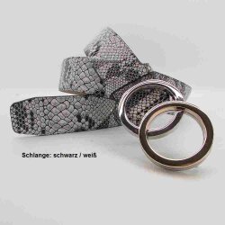 Schlangen Damengürtel mit runder Bicolorschließe 4 cm breit