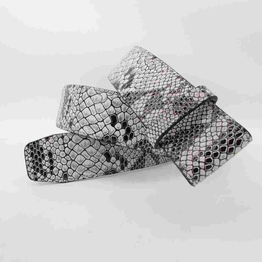 Schlangen  Wechselgürtel in schwarz - weiss  4 cm breit Dornschließe 105 cm Taillenweite