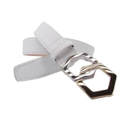 Modischer Damengürtel 3,5cm breit mit eckiger bicolor Schmuckschließe