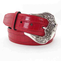 Damengürtel 4 cm breit mit halbrunder silberner Gürtelschließe