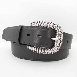 Gürtel 4 cm breit mit halbrunder silberner...