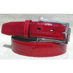 Roter Wechselgürtel in Krokoprägung 3 cm breit Dornschließe 80 cm