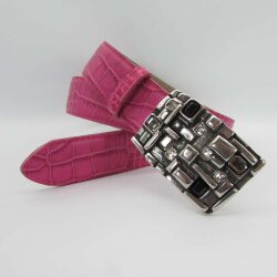 Wechselgürtel pink Krokoprägung  3,5 cm breit Koppelschließe 85 cm