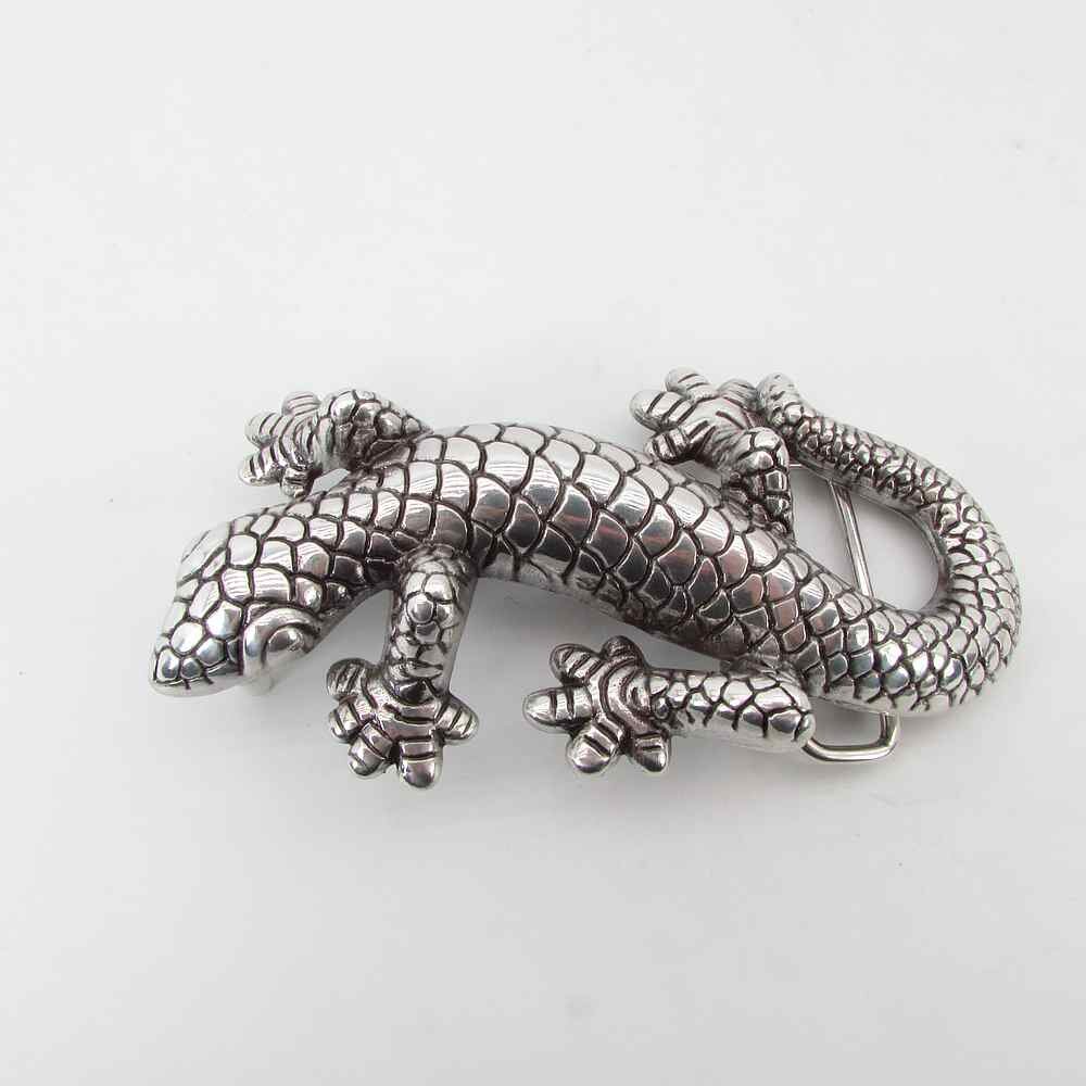 Gürtelschließe „Salamander“ – 4 Cm Breit, Silberfarben, 7x4 Cm, Für Wechselgürtel, Made In Italy