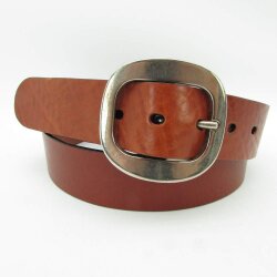 Rindledergürtel 4 cm breit mit ovaler Gürtelschließe grün 75 cm Taillenweite