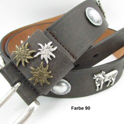 Appenzeller Gürtel Kuh und Edelweiss 4 cm breit 95 cm Taillenweite