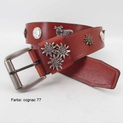Appenzeller Gürtel Kuh und Edelweiss 4 cm breit 95 cm Taillenweite