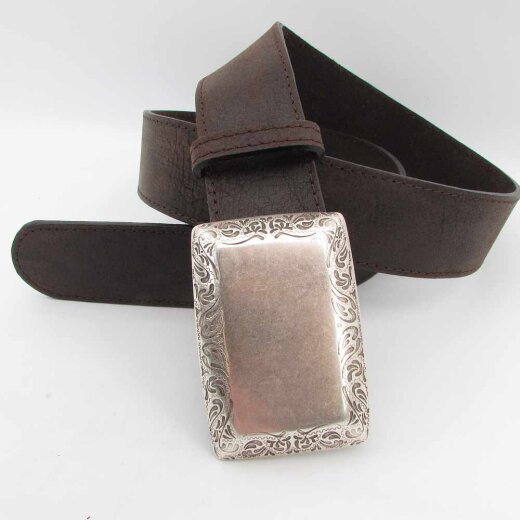 Leder Trachtengürtel 4 cm breit mit Rechteckschließe