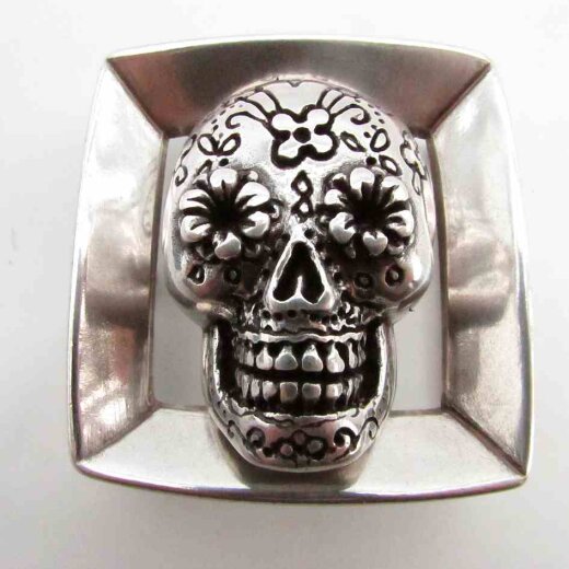 Totenkopfschließe für 4 cm breite Gürtel