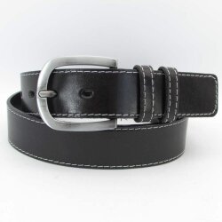 Damengürtel schwarz mit Ziernaht  3,5 cm breit 80 cm