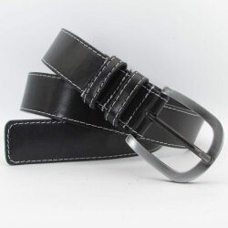 Damengürtel schwarz mit Ziernaht  3,5 cm breit 80 cm