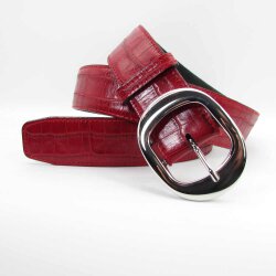 Damengürtel 4 cm breit mit ovaler silberner Gürtelschließe 80 cm Taillenweite