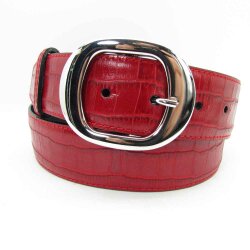 Damengürtel 4 cm breit mit ovaler silberner Gürtelschließe 80 cm Taillenweite