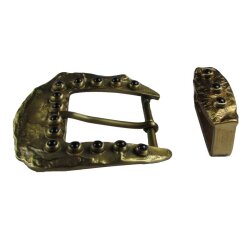 Gürtelschnalle gold mit schwarzen Steinen 4 cm breit...