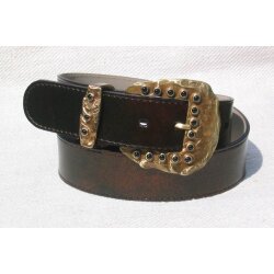 Gürtelschnalle gold mit schwarzen Steinen 4 cm breit altgold